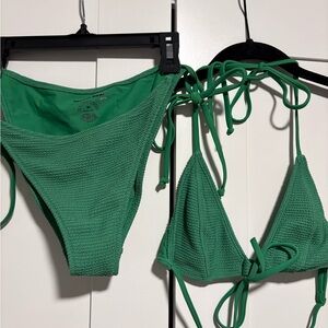 PacSun Green Textured Tie Bikini Set